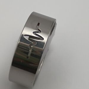 Unisex Silver Stainless Steel Cut Out Symbol Ring Band U.S Size 9.5